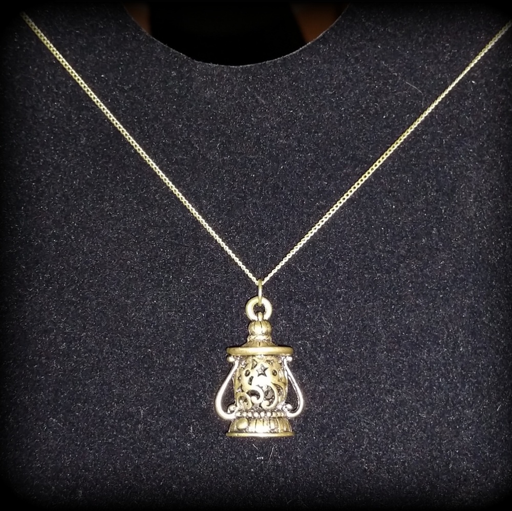 "Light The Way" Antique Brass Lantern Necklace - Picture 3 of 5